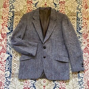 Vintage Harris Tweed Jacket Brown Wool Herringbone Blazer 41 Reg